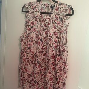 Torrid Pink  Olive Green with Cream background  Blouse